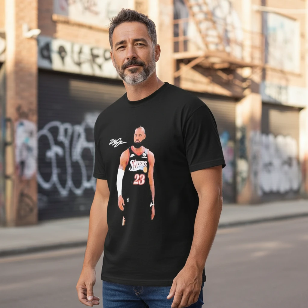 Sixers 23 Philadelphia Basketball Fan Tee with Player Signature Print
