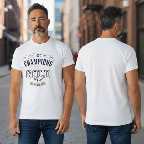 Champions Gold Gold Rush Personalized Tee Custom Year Vintage Athletic Graphic Shirt