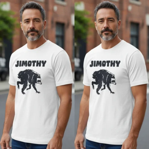 JIMOTHY Raccoon Meme Tee Funny Crypto Mascot Graphic Shirt