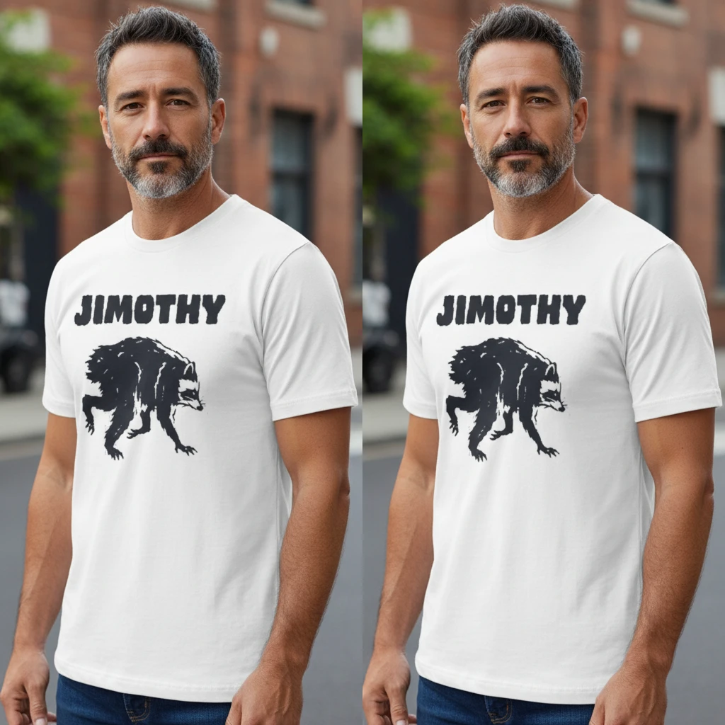 JIMOTHY Raccoon Meme Tee Funny Crypto Mascot Graphic Shirt