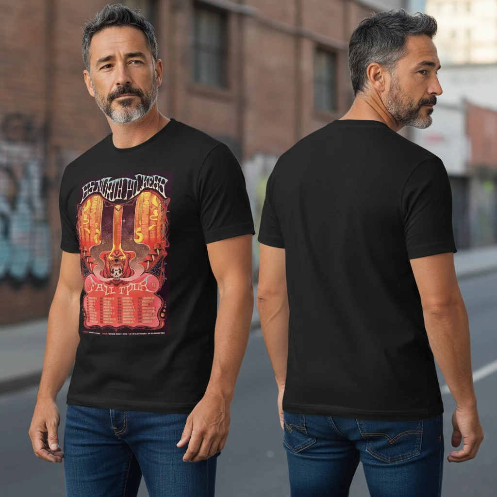 Fall Tour Vintage Concert Tee Retro Psychedelic Rock Graphic Shirt for Men