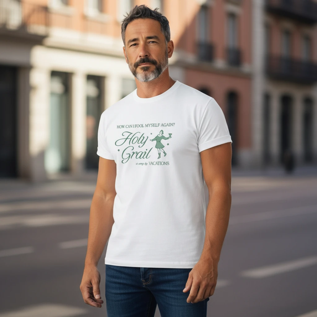 How Can I Fool Myself Again Vacations Holy Grail Lyric Tee
