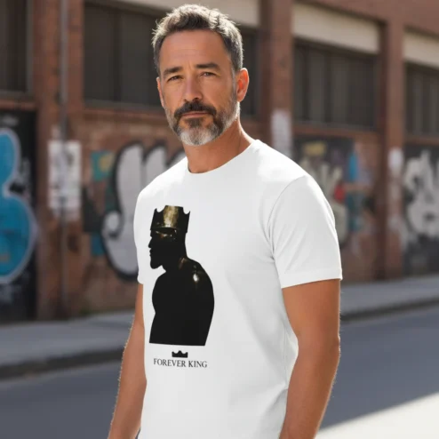Forever King Silhouette Graphic Tee Urban Streetwear Shirt for Men
