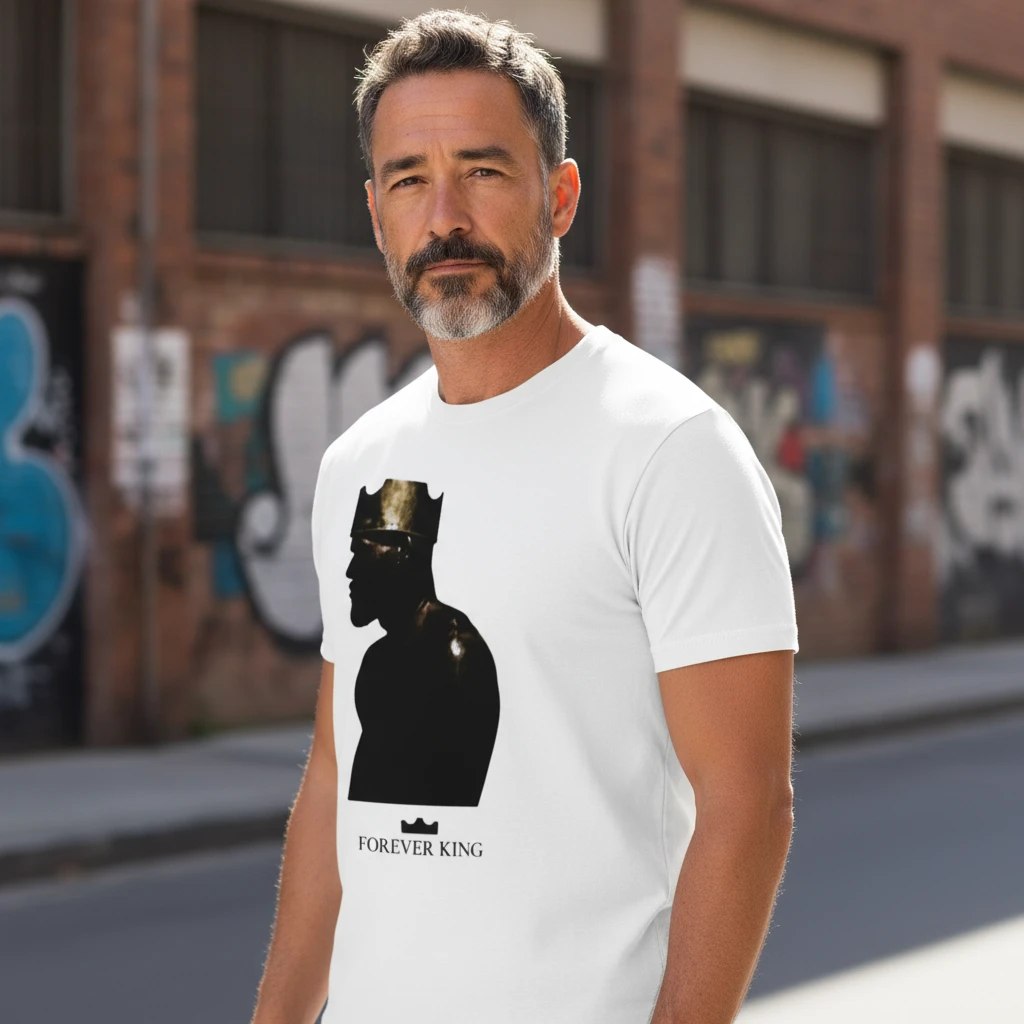 Forever King Silhouette Graphic Tee Urban Streetwear Shirt for Men