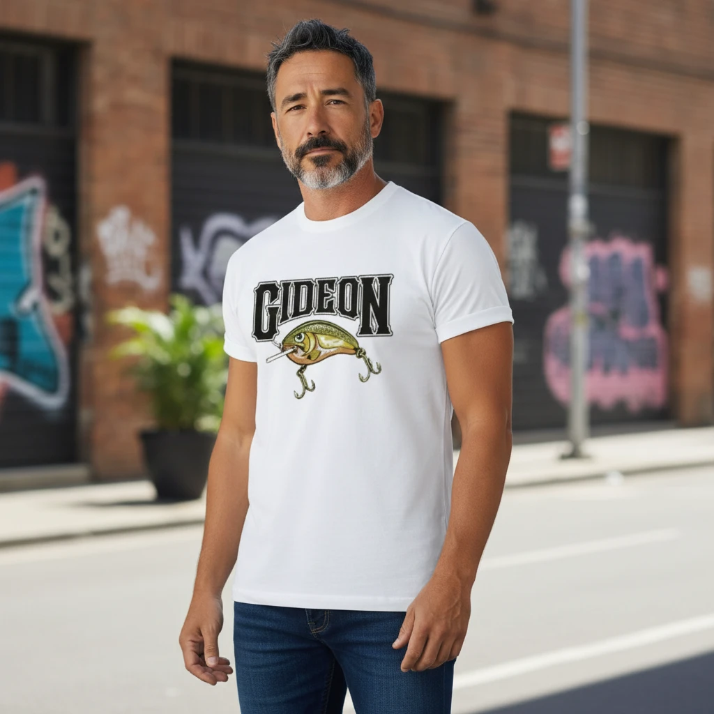 Vintage Fishing Lure Graphic Tee Custom Name Personalized Angler Gift