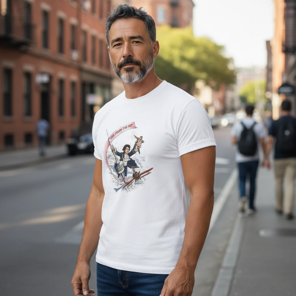 Fire From The Hip Retro Airplane Graphic Tee for Men
