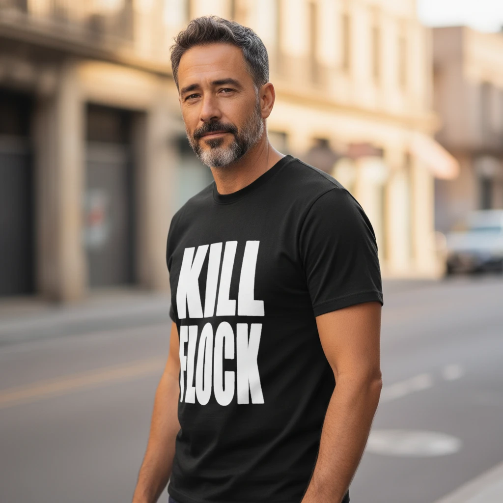 Privacy Protest KILL FLOCK Tee Statement Graphic Shirt for Men