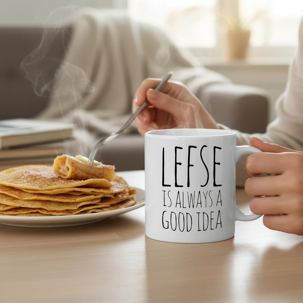 Lefse Is Always a Good Idea Mug Funny Norwegian Heritage Coffee Cup Gift for Scandinavian Food Lovers