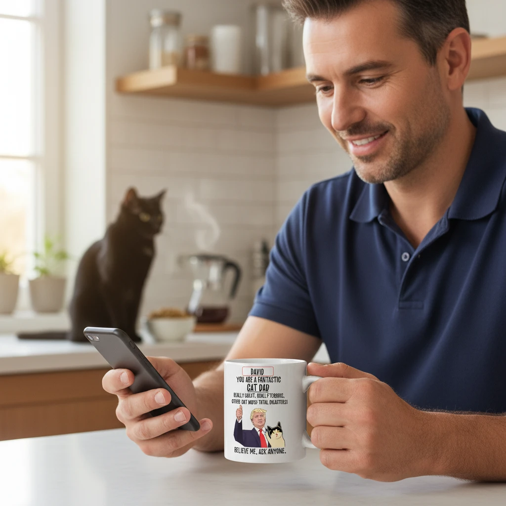 Funny Cat Dad Mug Personalized Fantastic Parody Gift for Men