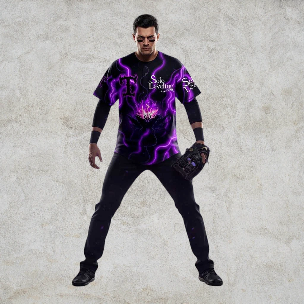 Solo Leveling Anime Baseball Jersey Dark Fantasy Fandom Streetwear