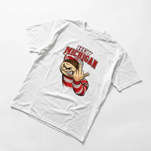 Hey Michigan Cartoon Rivalry Tee Vintage College Sports Fan Shirt