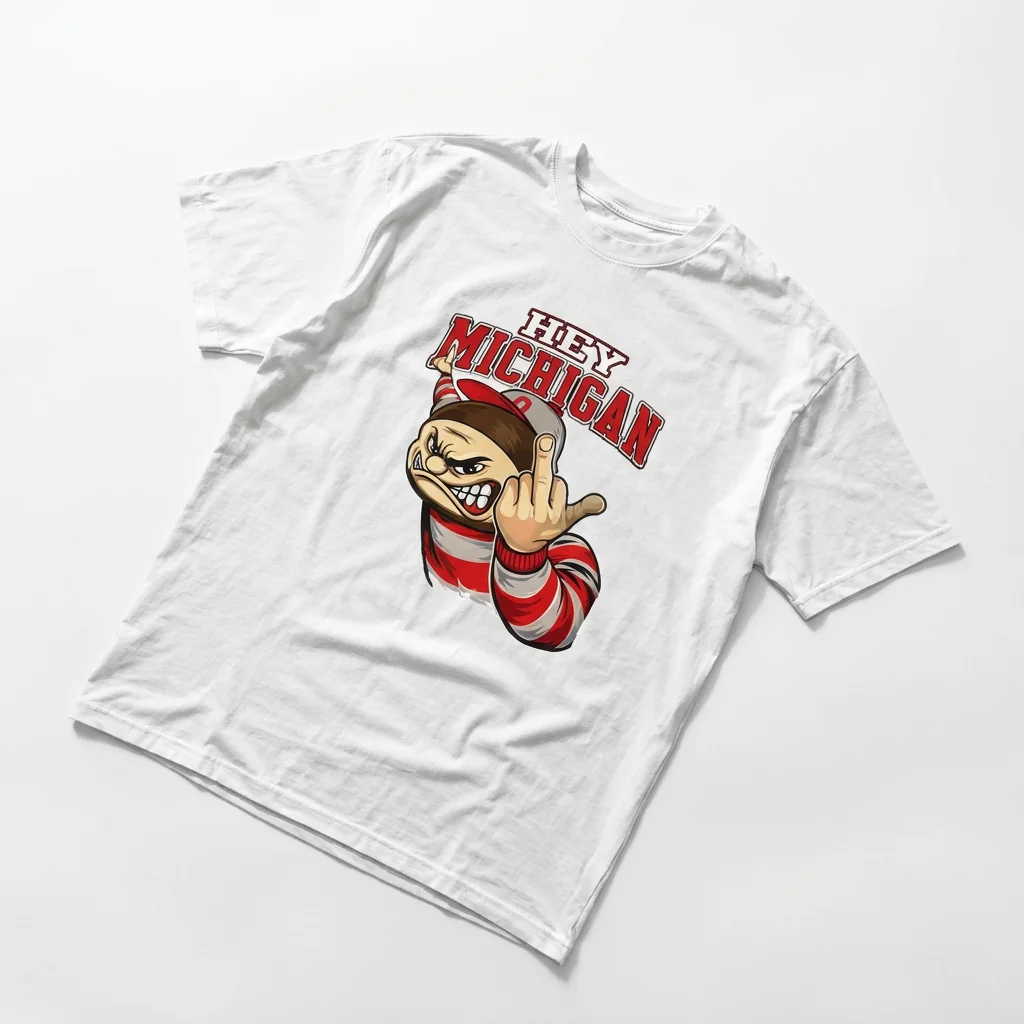 Hey Michigan Cartoon Rivalry Tee Vintage College Sports Fan Shirt