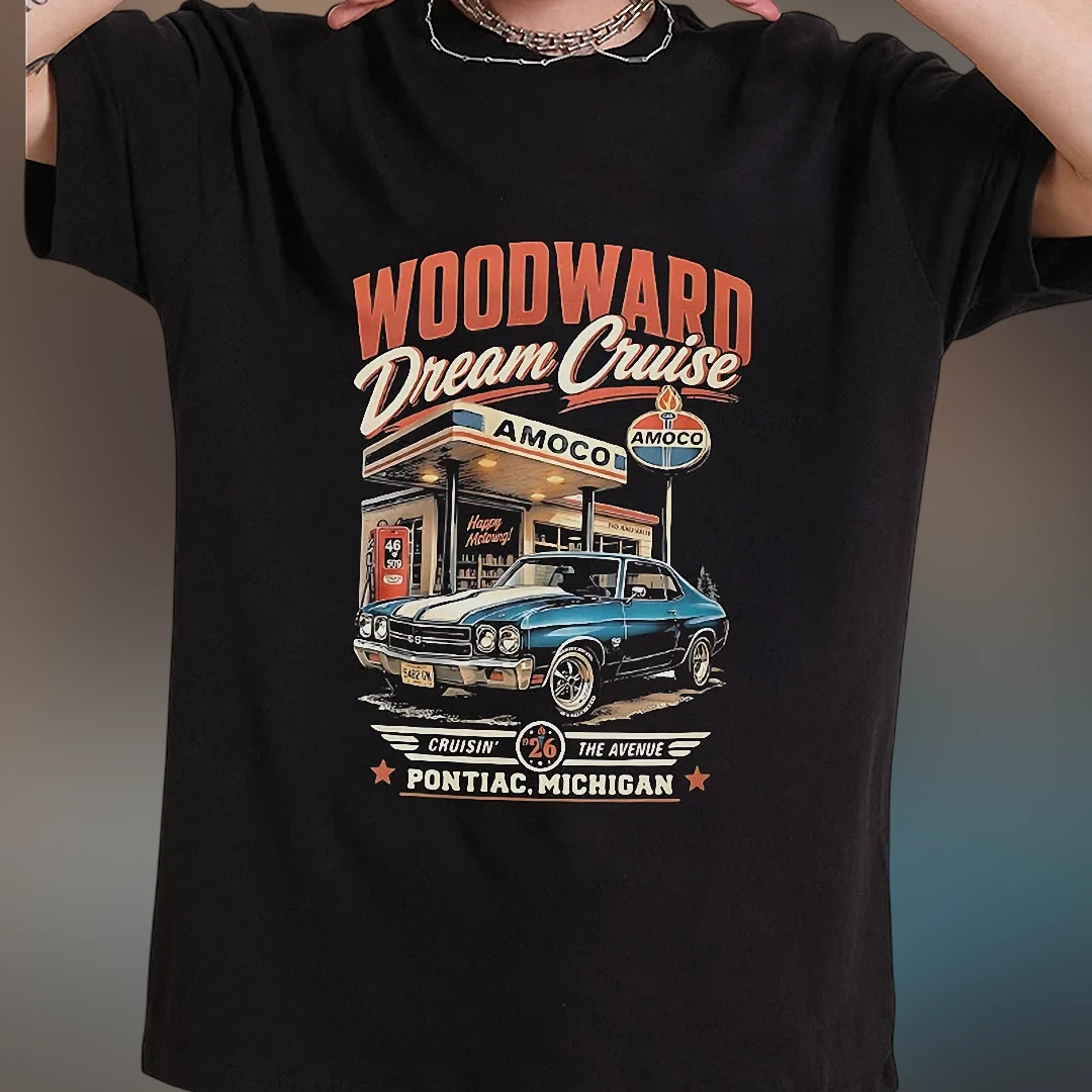 Woodward Dream Cruise 2026 Tee Pontiac Michigan Vintage Classic Muscle Car Graphic T-Shirt