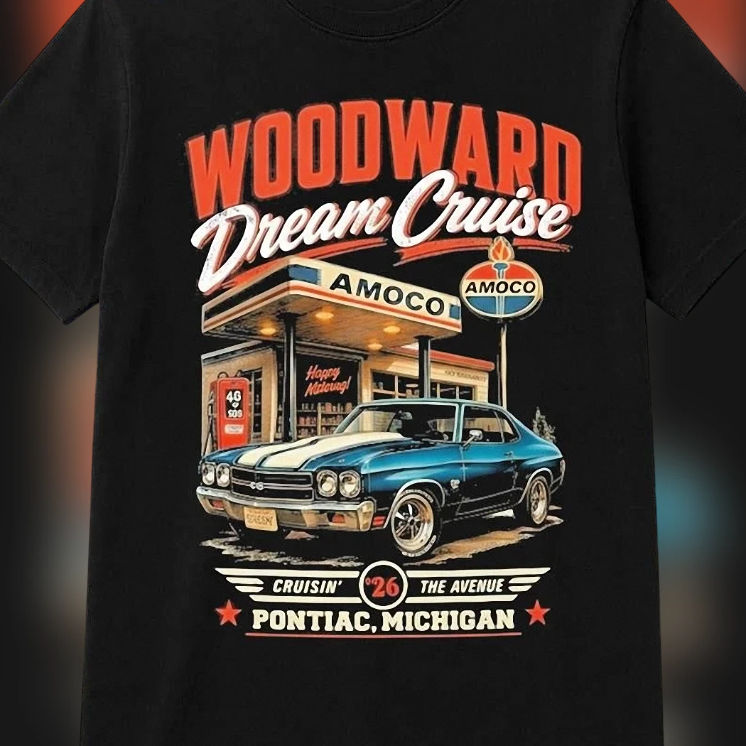 Woodward Dream Cruise Pontiac Michigan Cruisin' The Avenue Tee Vintage Classic Muscle Car Graphic Shirt