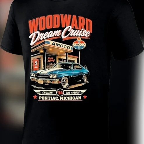 Woodward Dream Cruise Pontiac Michigan Tee, Vintage Amoco Muscle Car Cruisin The Avenue Graphic T-Shirt