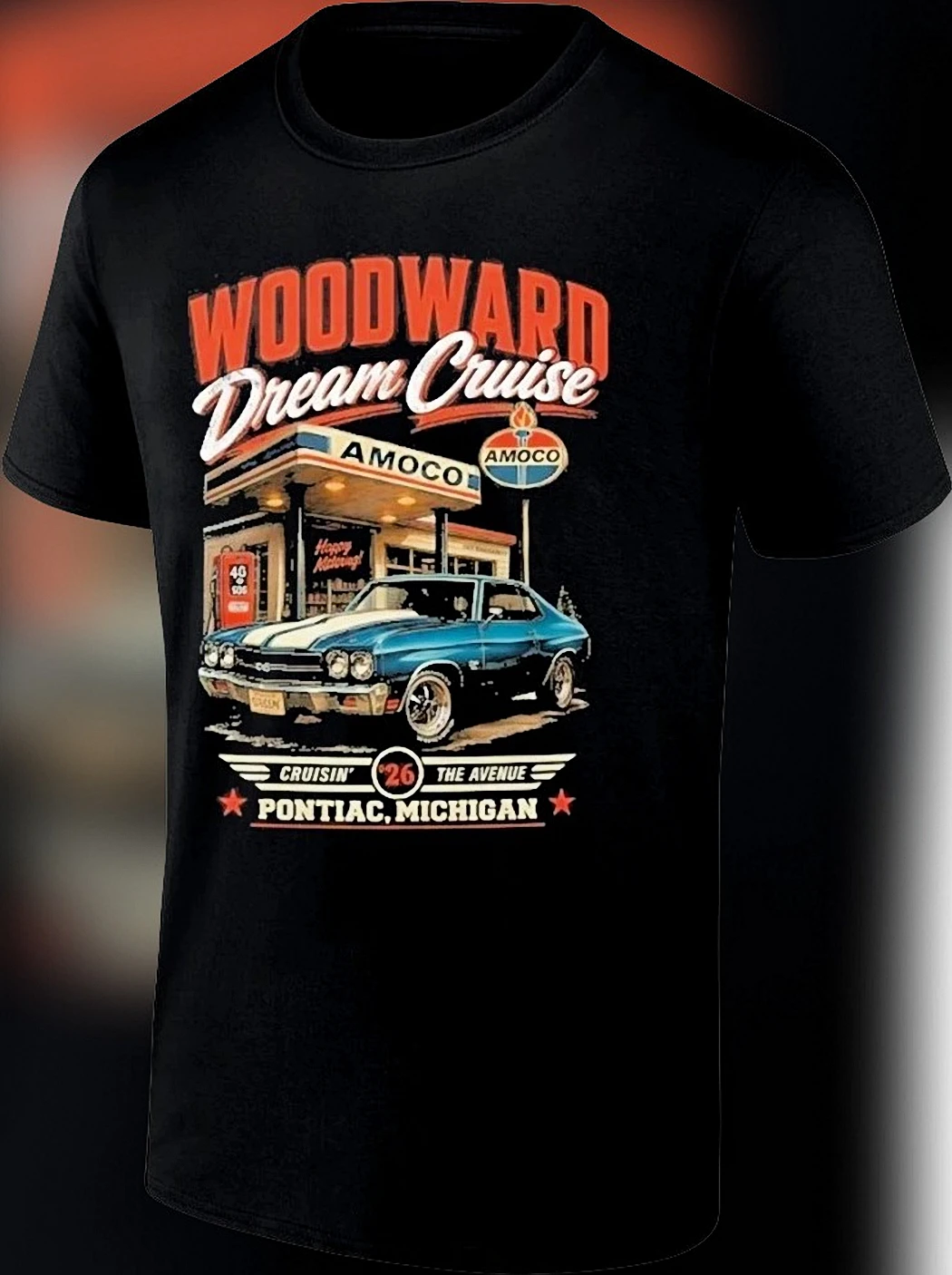 Woodward Dream Cruise Pontiac Michigan Tee, Vintage Amoco Muscle Car Cruisin The Avenue Graphic T-Shirt