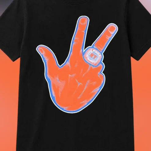 World Champs Championship Ring Graphic Tee, Sports Celebration Hand Sign Shirt for Fans