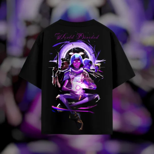World Divided Valorant Gaming Graphic Tee Neon Esports Gamer Gift