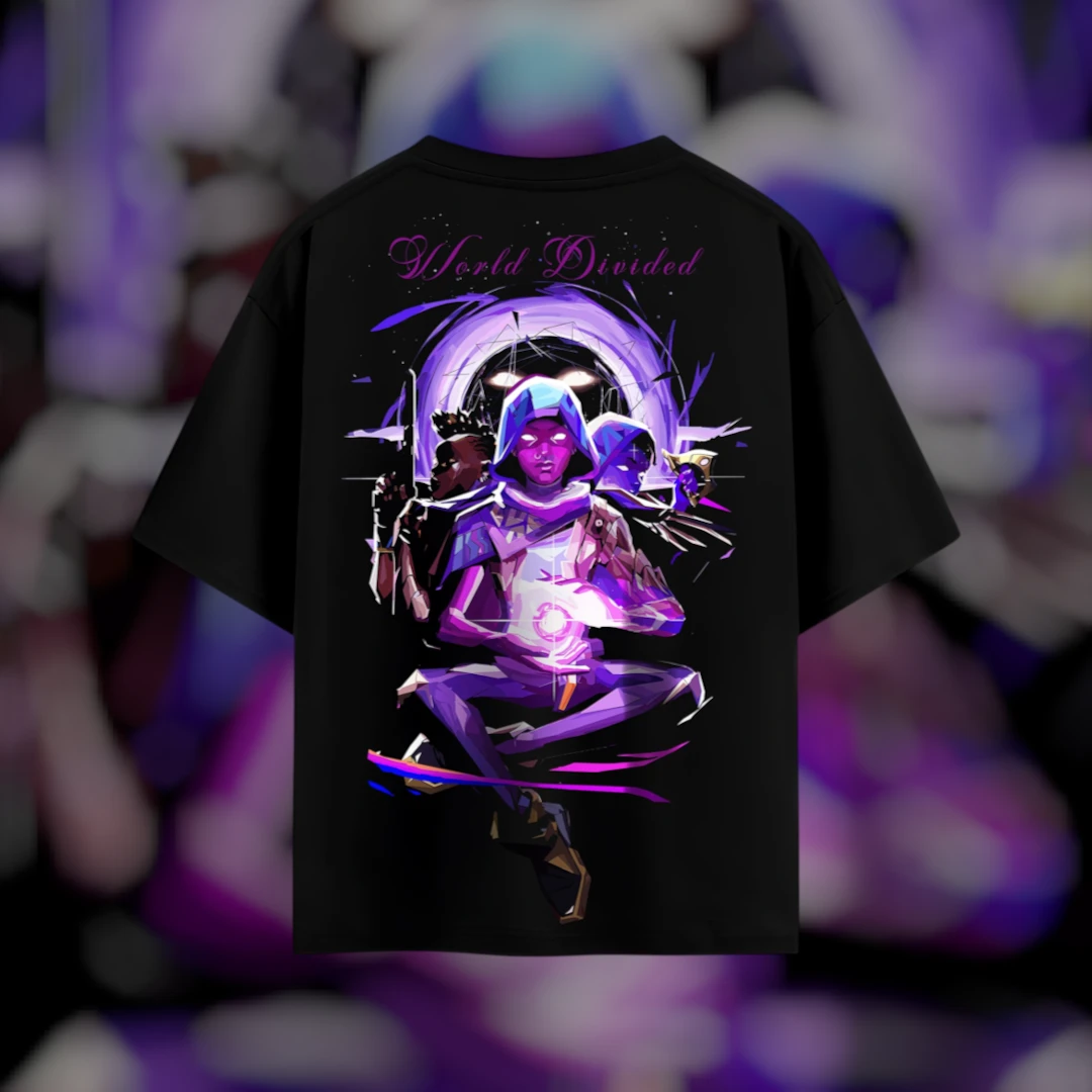 World Divided Valorant Gaming Graphic Tee Neon Esports Gamer Gift