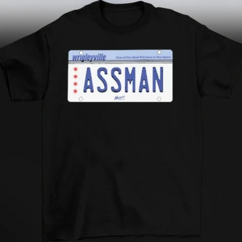 Wrigleyville Assman Tee Funny License Plate Chicago Baseball Pitcher Shirt Gift