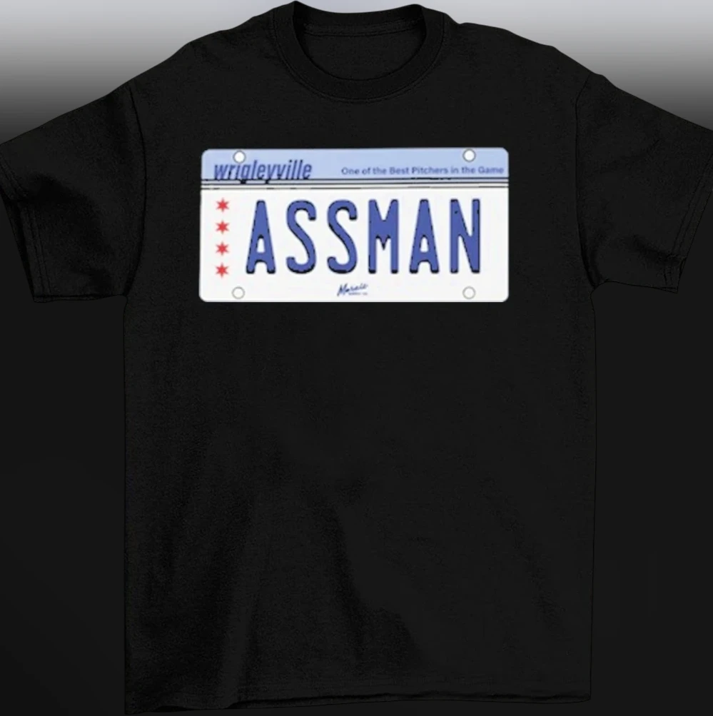 Wrigleyville Assman Tee Funny License Plate Chicago Baseball Pitcher Shirt Gift