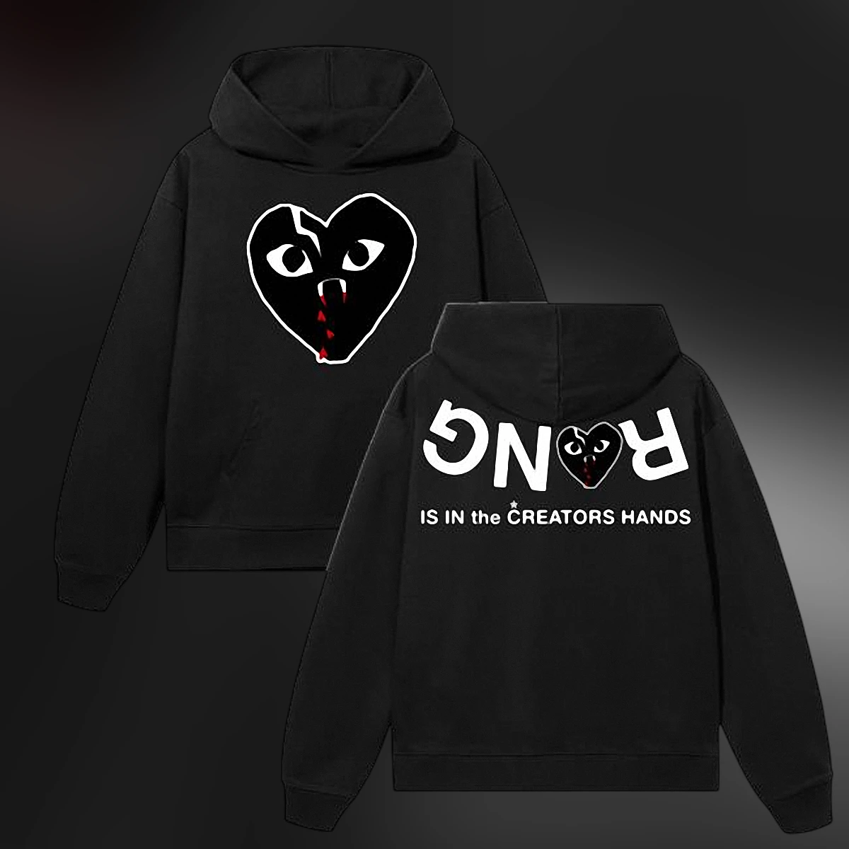 Wrong Is in the Creators Hands Hoodie, Bleeding Heart Graphic Streetwear Sweatshirt