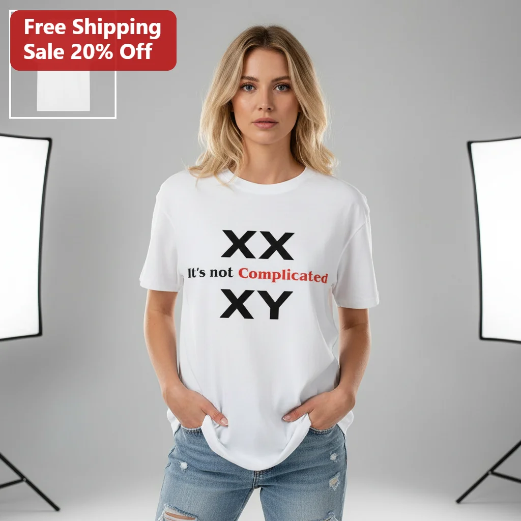XX It's Not Complicated XY Tee, Funny Biology Chromosome Science Shirt Gift for Students and Couples