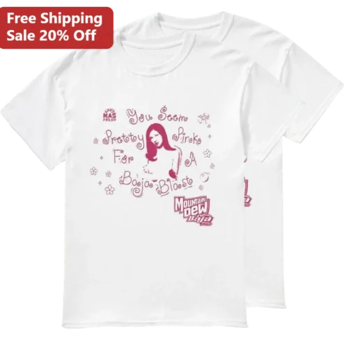 You Seem Pretty Pink For A Baja Blast Tee, Funny Soda Lover Graphic Tee, Y2K Pink Aesthetic Gift for Mountain Dew Fans