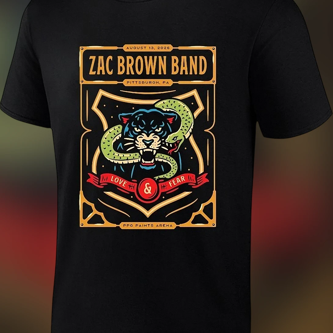 Zac Brown Band Love Fear Tee, Vintage Tattoo Panther Concert Tour Merch T-Shirt, Country Music Fan Gift