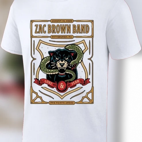 Zac Brown Band Love Fear Tour PA Tee, PPG Paints Arena Aug 13 2026 Concert Souvenir Shirt