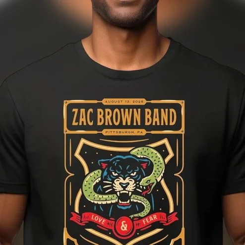 Zac Brown Band Love Fear Tour 2026 Concert Tee, Vintage Country Music Band Graphic T-Shirt Souvenir