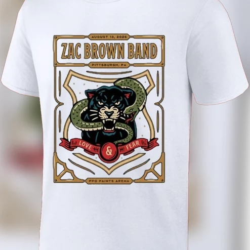 Zac Brown Band PA Love Fear Tee Vintage Panther Country Concert Tour Graphic Shirt