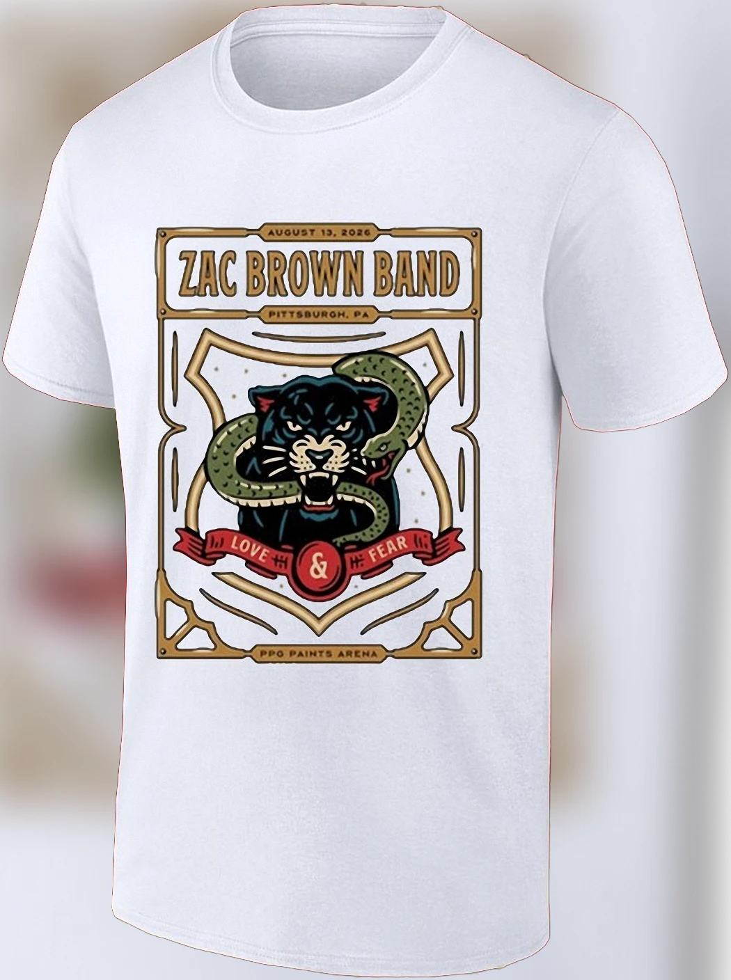 Zac Brown Band PA Love Fear Tee Vintage Panther Country Concert Tour Graphic Shirt
