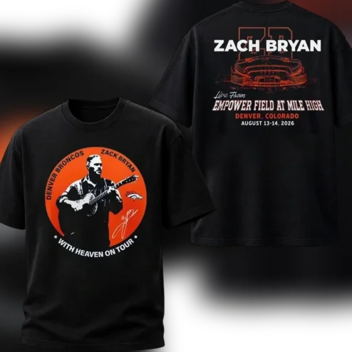 Zach Bryan Denver 2026 With Heaven On Tour Tee Empower Field at Mile High Concert Souvenir Graphic Shirt