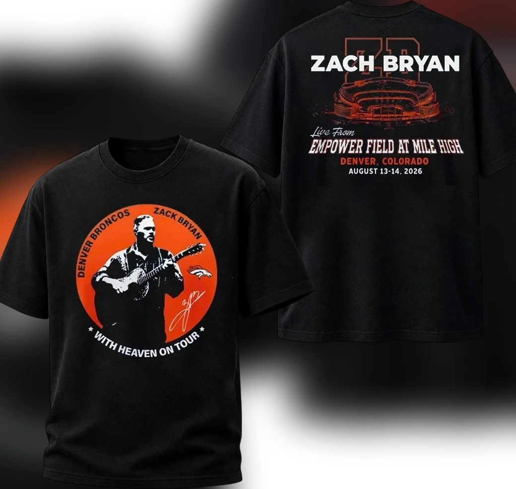 Zach Bryan Denver 2026 With Heaven On Tour Tee Empower Field at Mile High Concert Souvenir Graphic Shirt