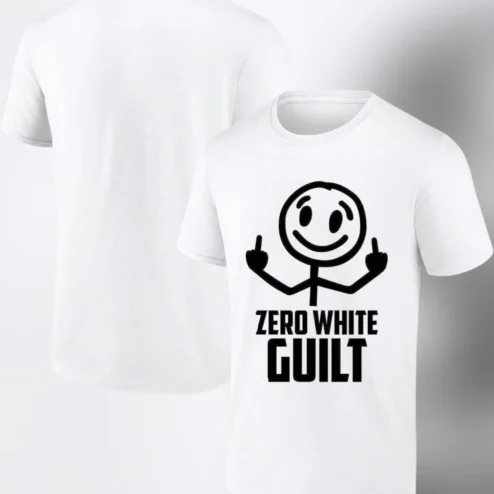 Zero White Guilt Tee Funny Stick Figure Graphic T-Shirt for Men and Women