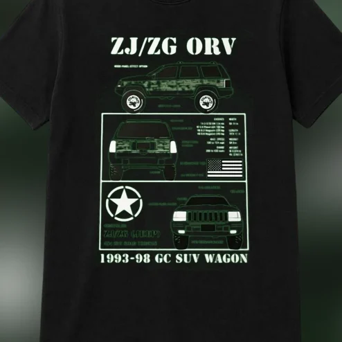 ZJ ZG ORV 1993-98 GC SUV Wagon Tee Vintage Blueprint Graphic Shirt for Off-Road Enthusiasts