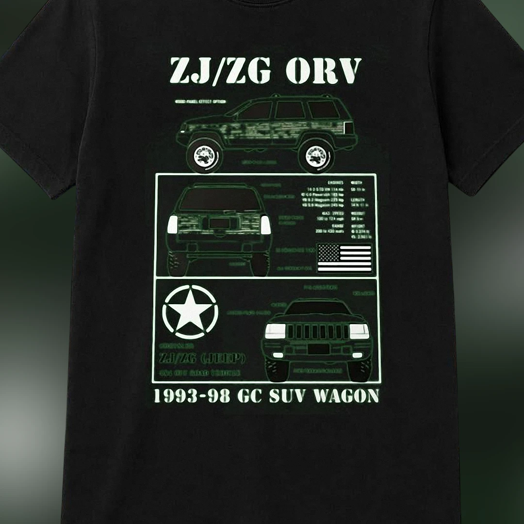 ZJ ZG ORV 1993-98 GC SUV Wagon Tee Vintage Blueprint Graphic Shirt for Off-Road Enthusiasts