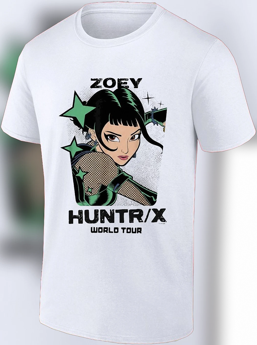 Zoey HUNTR/X World Tour Graphic Tee, Retro Anime Concert Tour Shirt, KPop Demon Hunters Fan Streetwear Tee
