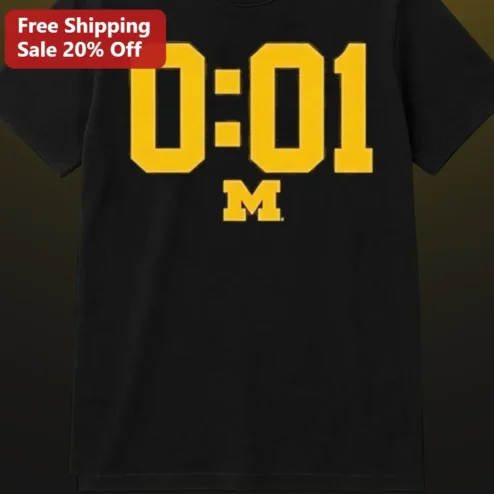 0:01 Tee University of Michigan Maize and Blue Varsity Style Black Cotton Shirt