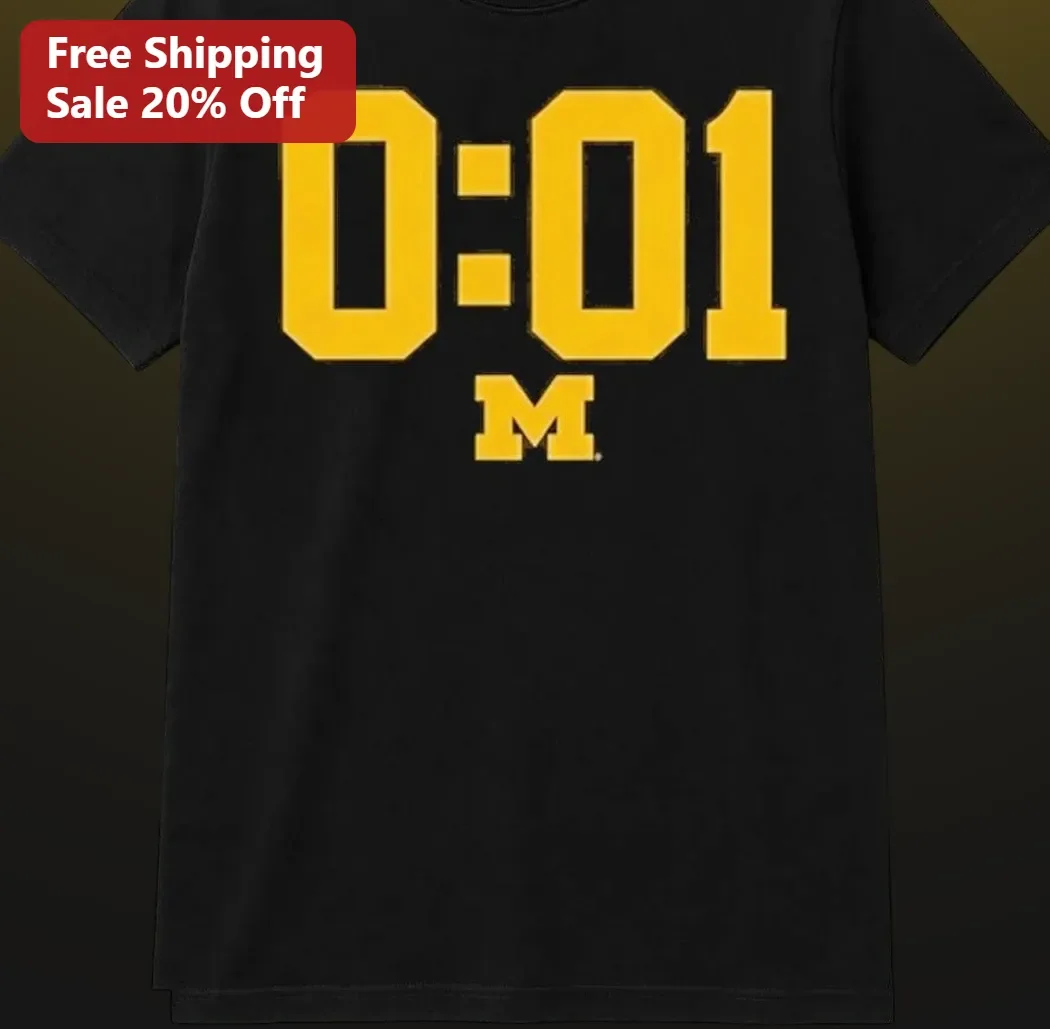 0:01 Tee University of Michigan Maize and Blue Varsity Style Black Cotton Shirt