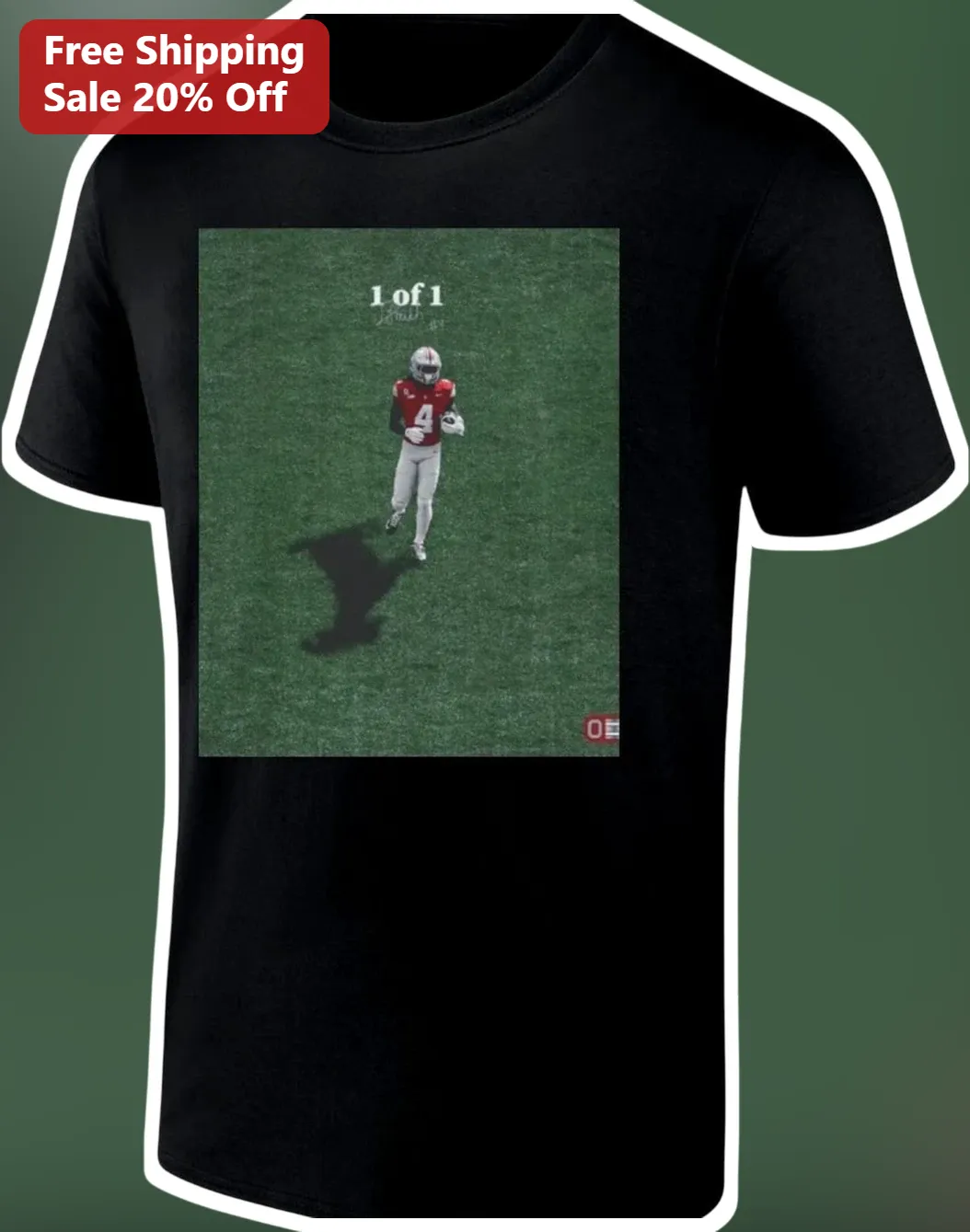 1 of 1 Football Player Graphic Tee Unique Limited Edition Sports Apparel for Men