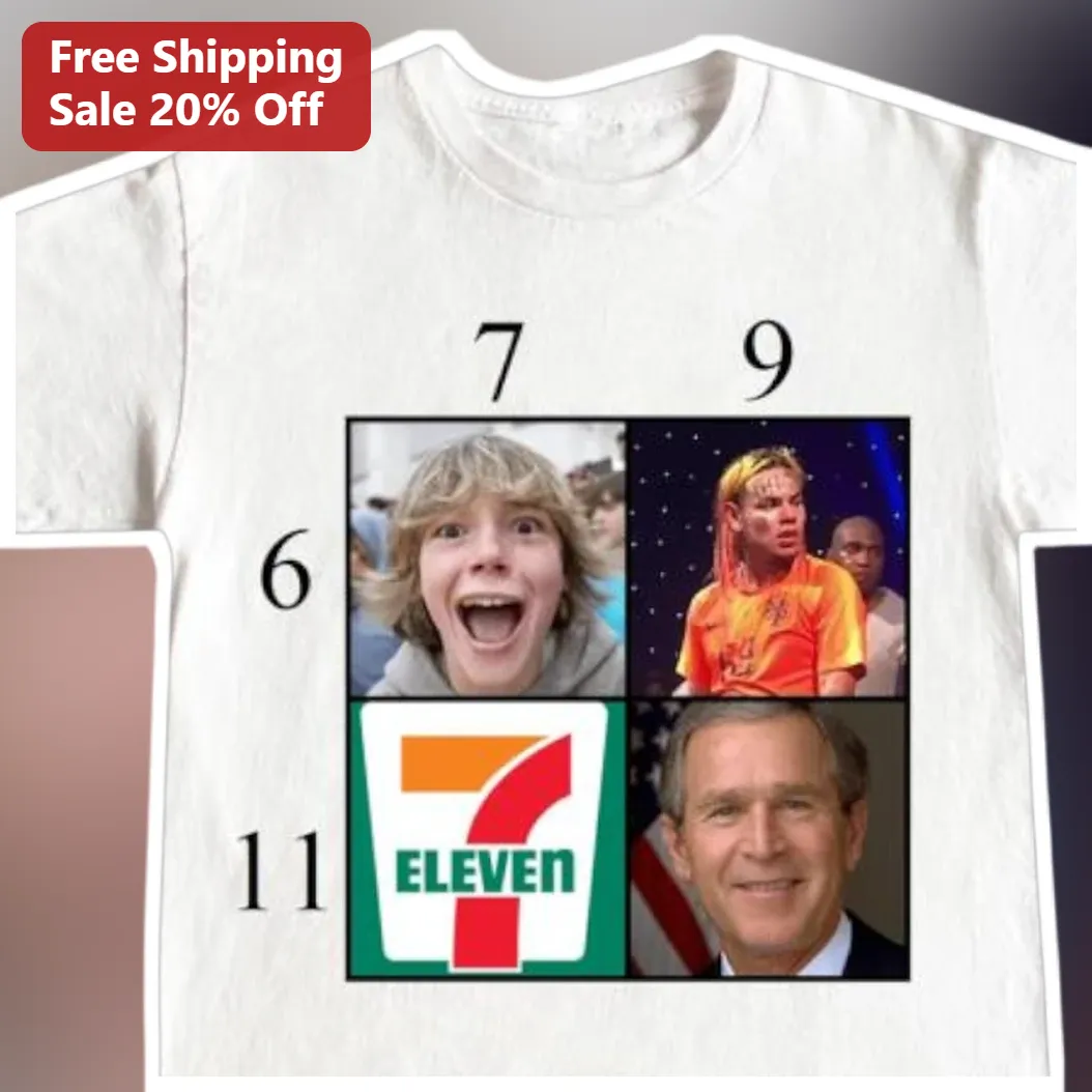 11 Meme Grid Graphic Tee Funny Xavi Simons George Bush 7 Eleven Joke Shirt