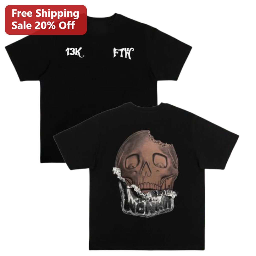 13K FTW Tee Chocolate Skull Edgy Graphic T-Shirt for Men and Women