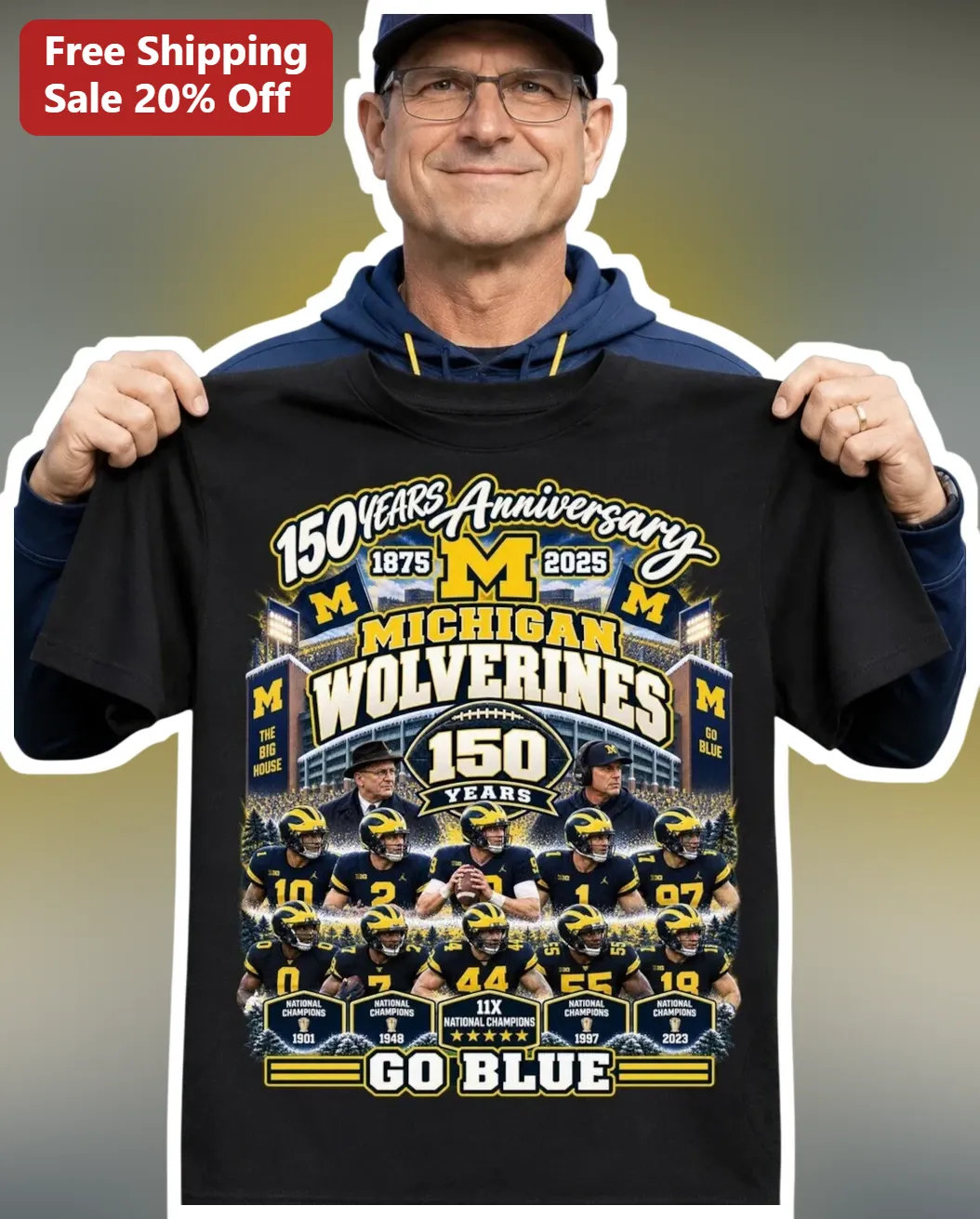 Years Anniversary Michigan Wolverines Go Blue Tee Sesquicentennial Commemorative Shirt