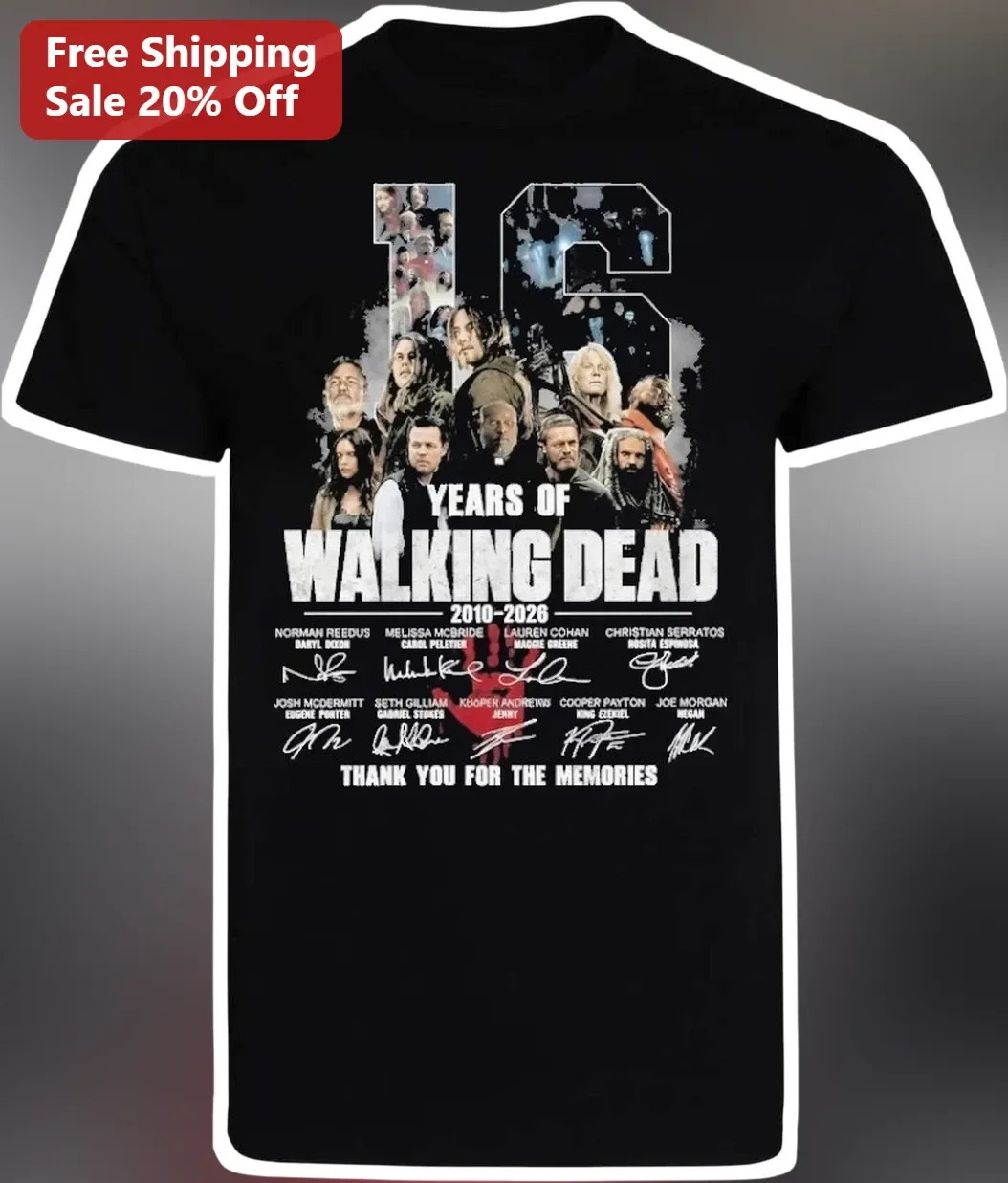 16 Years of Walking Dead 2010-2026 Thank You For The Memories Tee