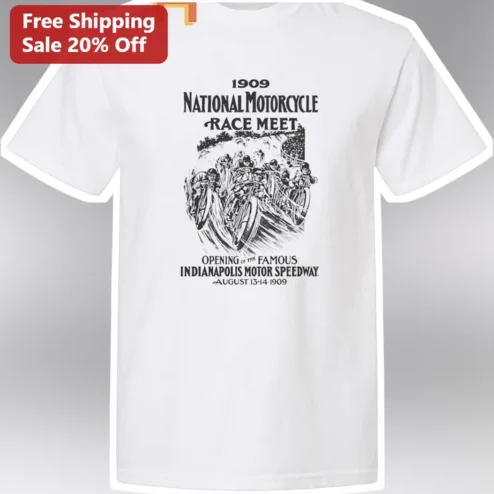 1909 National Motorcycle Race Meet Indianapolis Motor Speedway Opening Tee