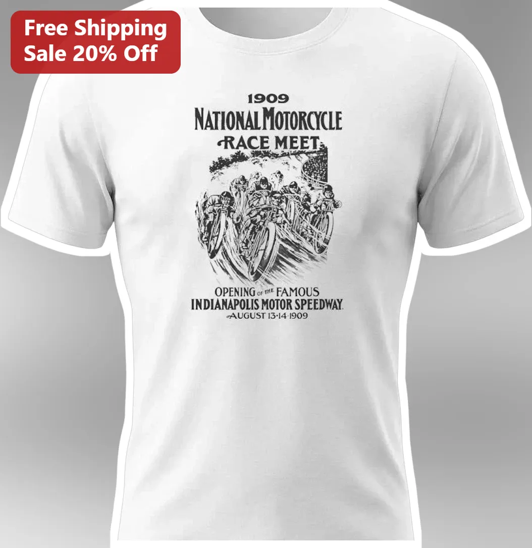 1909 National Motorcycle Race Meet Indianapolis Motor Speedway Opening Vintage Tee
