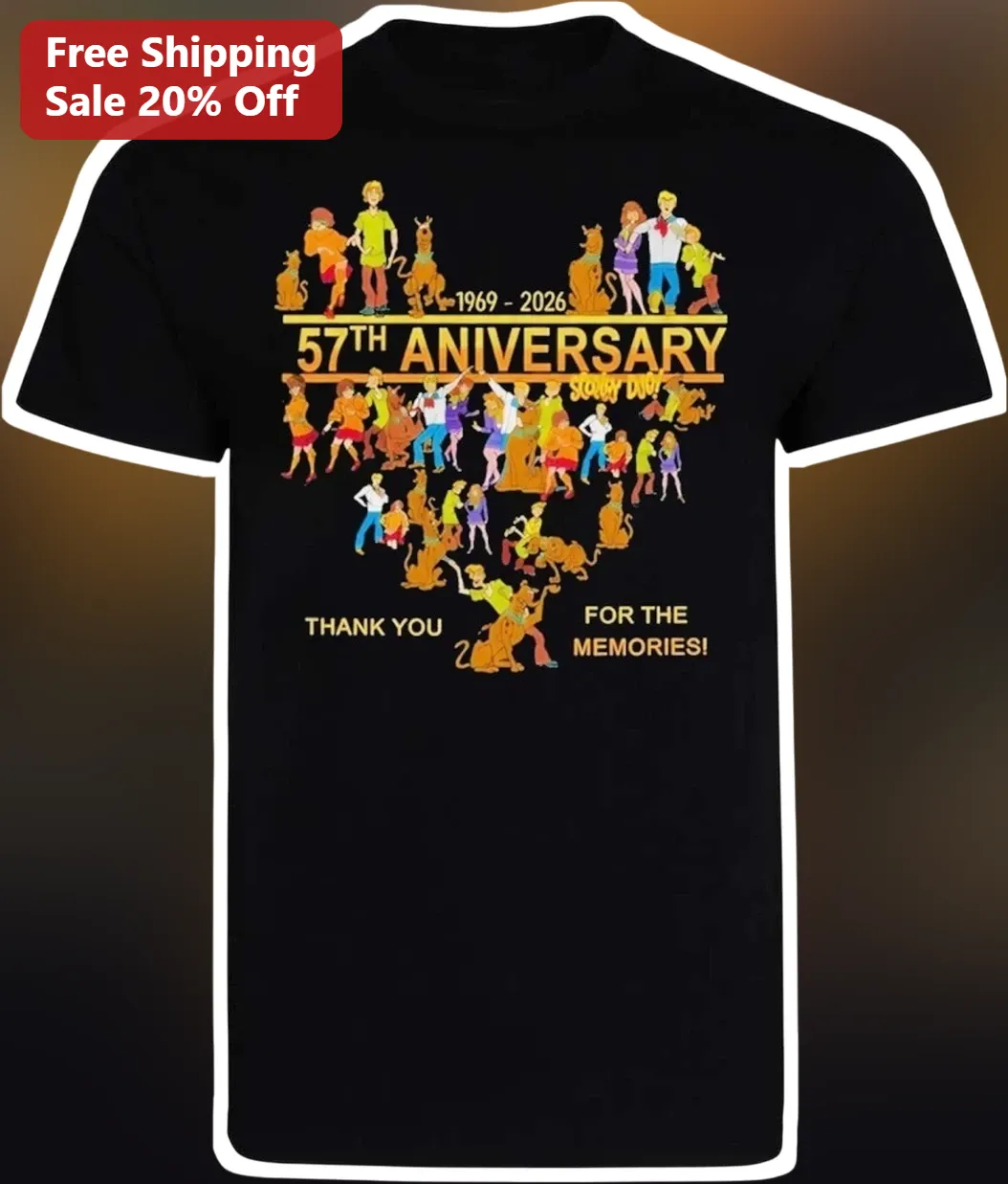 1969 2026 Scooby-Doo 57th Anniversary Thank You For The Memories Graphic Tee
