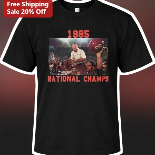 1985 National Champs Georgia Bulldogs Vince Dooley Vintage Football Tee